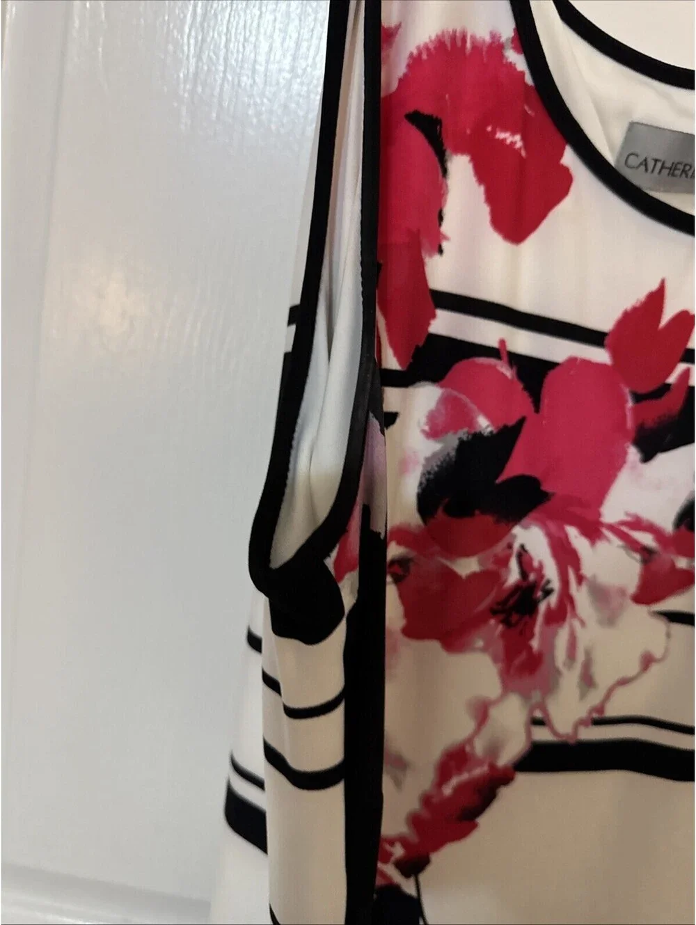 Catherines Maxi Sleeveless Tank Dress Black White Floral Lined Stretch 1X